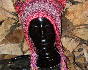 KITTY hat, cat ear hood, crochet cat hood