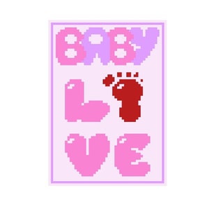 BABY LOVE GirL crochet graph for blanket, SC, written & color blocked instructions for corner to corner,