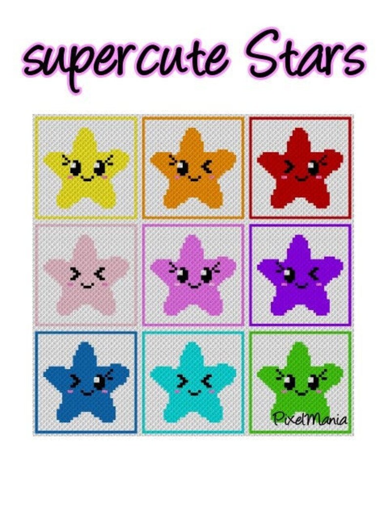 Supercute STARS crochet graph for blanket C2C written & | Etsy