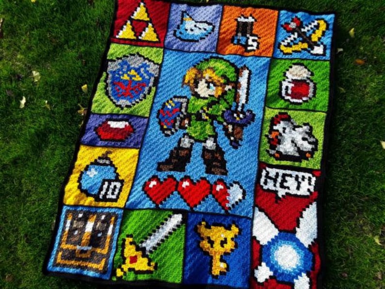 The Legend of Zelda inspired graph for blanket C2C written Etsy