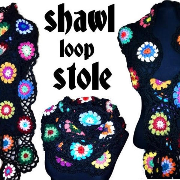 CROCHET PATTERN *extralong ScARF shaWl triangle stOle wrap* e-Book in US-English and German, pdf-datei, upcycled floWer poWer crochet scarf