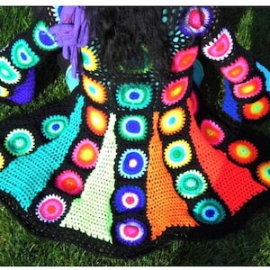 CROCHET PATTERN  * RainBoW CirCleS CoaT* e-Book, instant download, us-english version,   granny square coat, cardigan