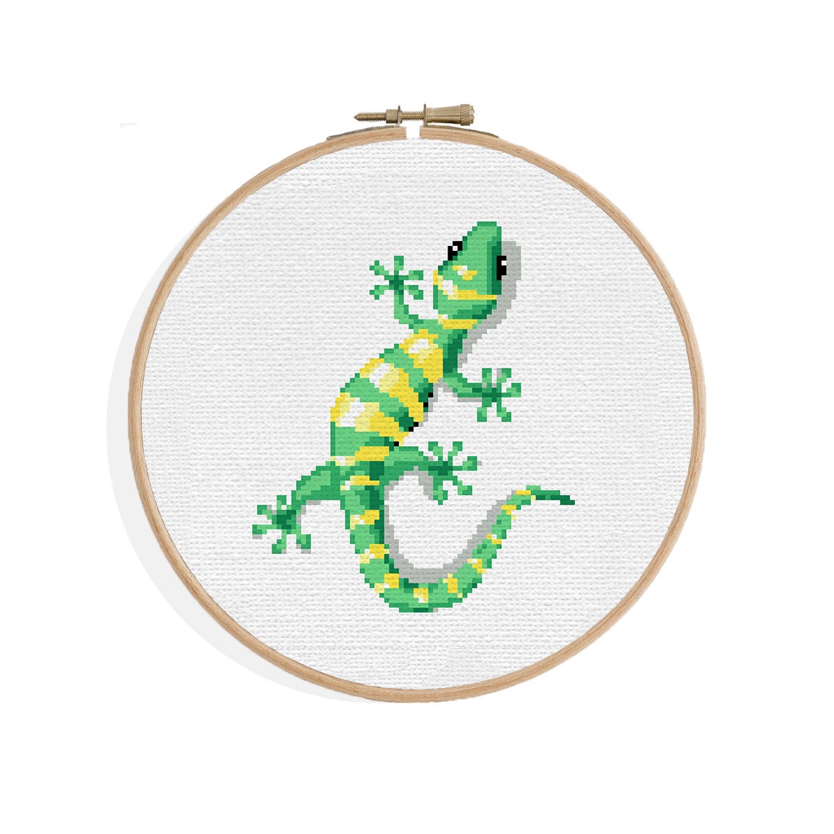Gecko Modern CROSS STITCH PATTERN Animal Picture, Yellow Green Lizard - Etsy