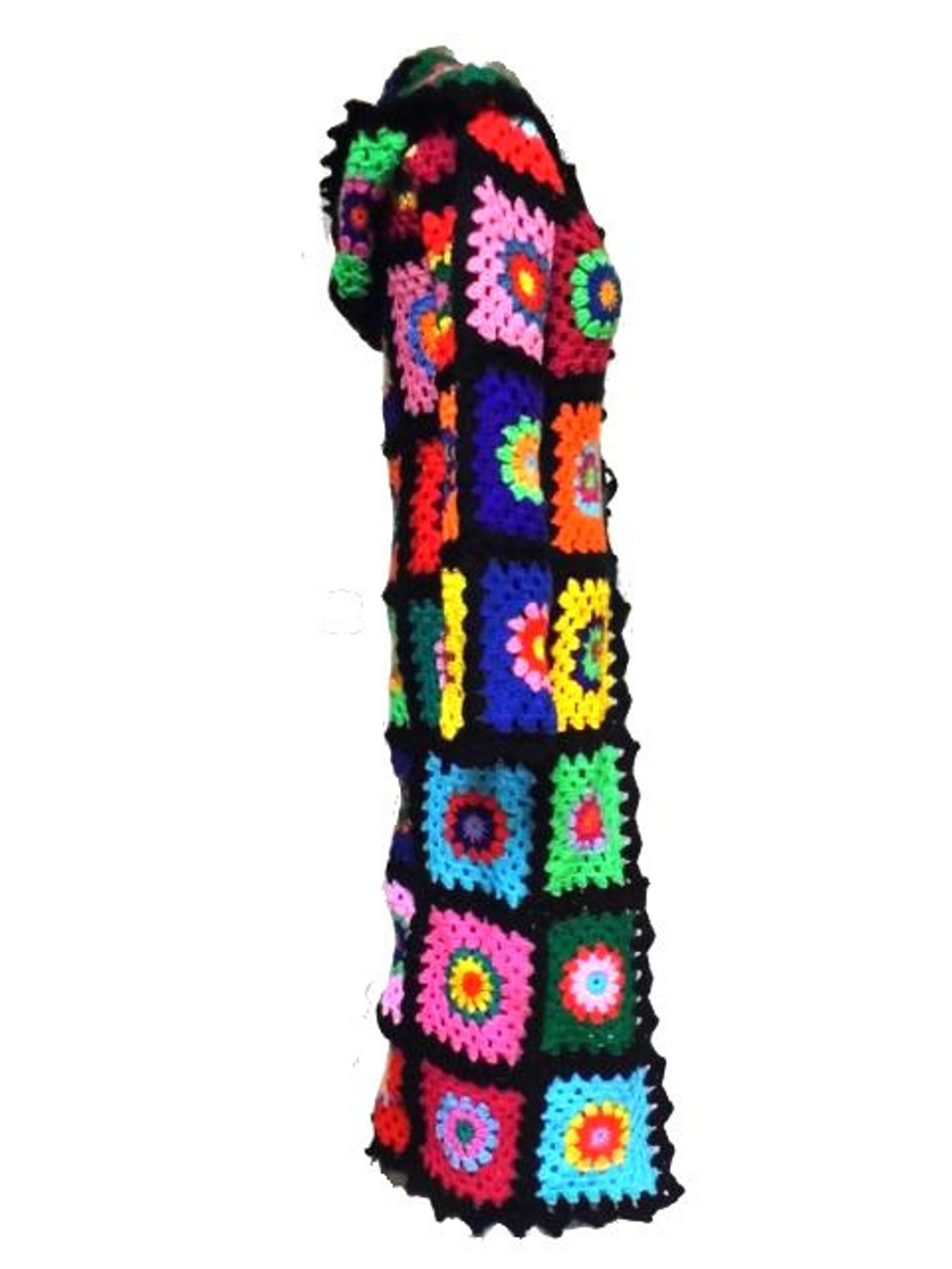 Multicolor Crochet COAT & Hoodie granny Rainbow Flowers to - Etsy