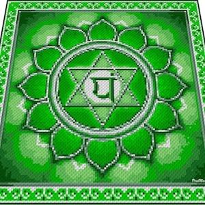 ANAHATA - Heart chakra - graph for crochet c2c blanket, written & color blocked instructions for corner to corner, yoga blanket