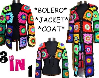 Häkelanleitung * 3 in 1 BOLERO - JACKE - MANTEL mit/ohen KapuzE * pdf-datei, e-book, Sofortdownload, Häkelmantel, Häkelbolero, Häkeljacke