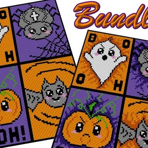 HALLOWEEN BUNDLE - Happy & Spooky Halloween for crochet c2c blanket, pillow