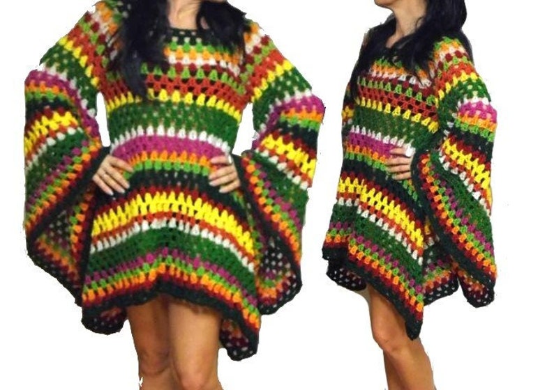 CROCHET PATTERN hiPPie DReSS TuniC e-Book , US-english & german, pdf-datei, crochet Hippiedress, granny square imagem 1