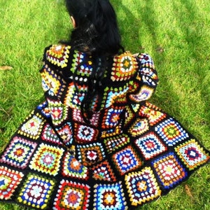 CROCHET PATTERN * OversiZed COAT & HooD* e-Book, instant download, pdf-datei, plussized multicolor retro granny square coat image 4