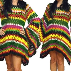 CROCHET PATTERN hiPPie DReSS TuniC e-Book , US-english & german, pdf-datei, crochet Hippiedress, granny square imagem 4