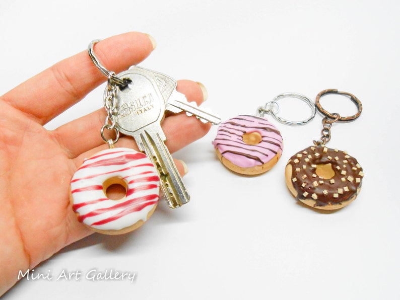 Donut keychain scented / chocolate nuts vanilla cherry Etsy