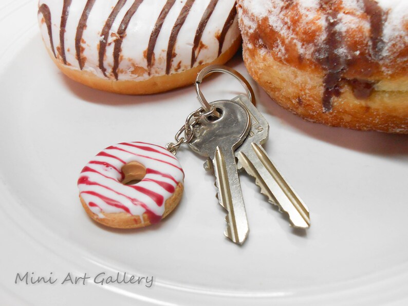 Donut keychain scented / chocolate nuts vanilla cherry Etsy