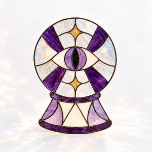 Mystic Eye Stained Glass Pattern, Witchy Crystal Ball Suncatcher PDF, Gothic Stained Glass Pattern, Celestial Third Eye Digital Download