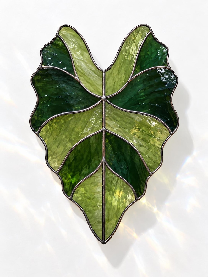 Alocasia Leaf Stained Glass Pattern, Leaf Suncatcher, Plant Lover ...