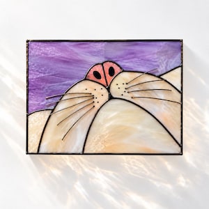 Funny Cat Face Stained Glass Pattern, Cheeky Kitty Suncatcher, digital download | SVG, PDF, PNG