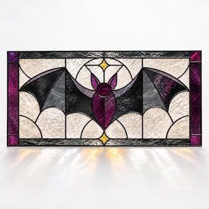 Gothic Bat Stained Glass Pattern, Halloween Window Panel Template (Digital Download)