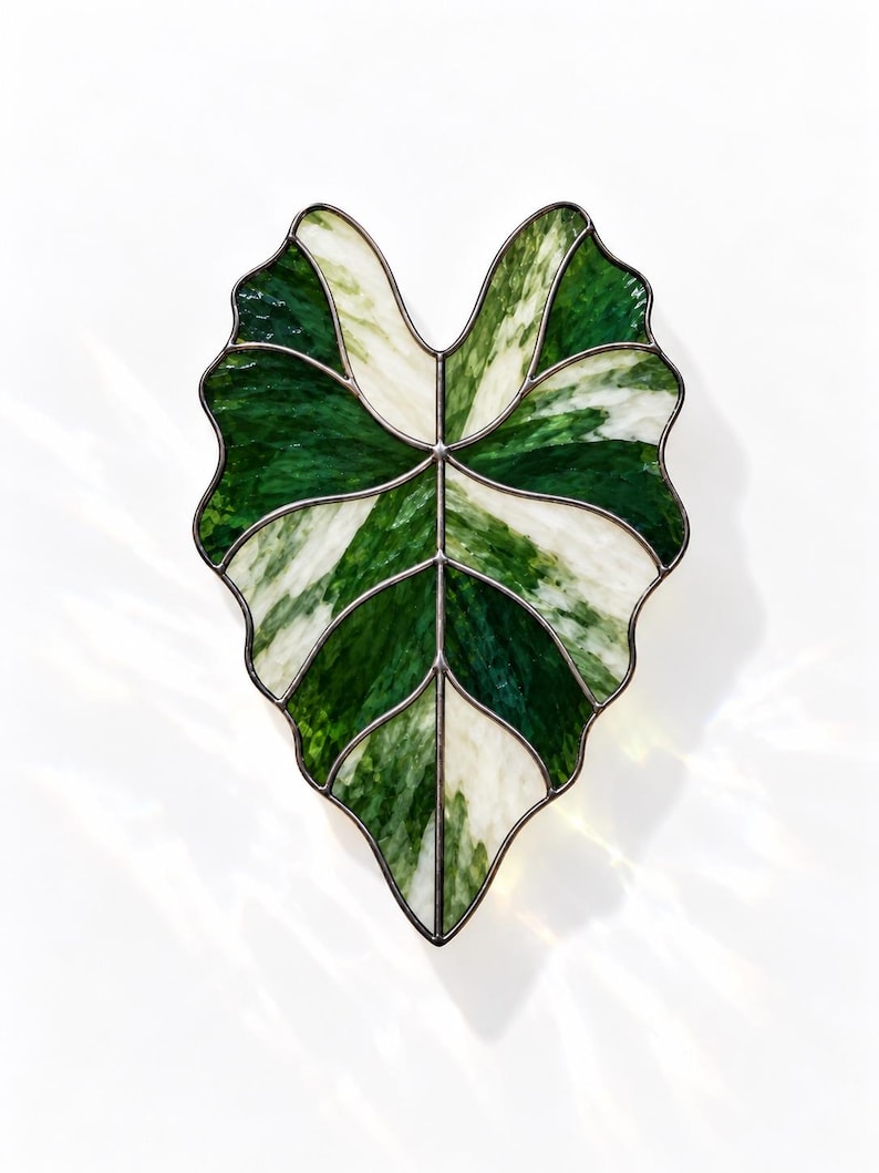 Alocasia Leaf Stained Glass Pattern, Leaf Suncatcher, Plant Lover ...