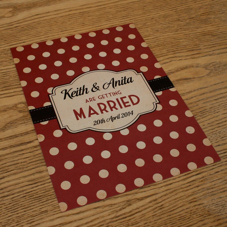 Spotty Themed Vintage Retro Wedding Invitations invite Etsy