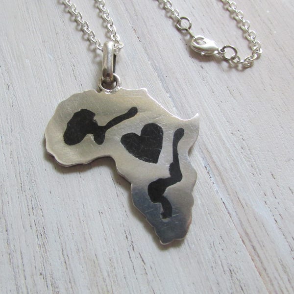 Pendentif en argent Love Africa bijoux africain