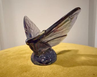 Vintage Fenton  Iridescent Purple Carnival Glass Butterfly Figurine