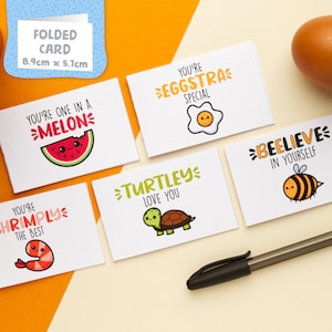 5er-Pack Mini Kawaii-Karten mit Umschlägen, Blanko-Karten, Geburtstagskarten-Pack, Einfach so, Notizkarten, Wortspielkarten