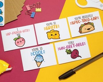 Blank Mini Food & Fruit (2nd Edition) Kawaii cards pack of 5 with envelopes, Affirmation, Positivity, just because, note cards, pun cards