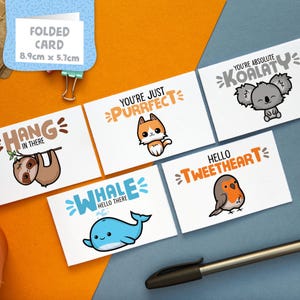 5er-Pack Mini-Tier-Wortspielkarten: Kawaii-Grußkartenpaket