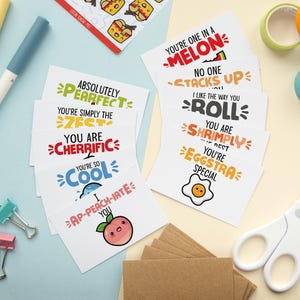 10 Mini Kawaii Note Cards Blank Backed with Envelopes, just because