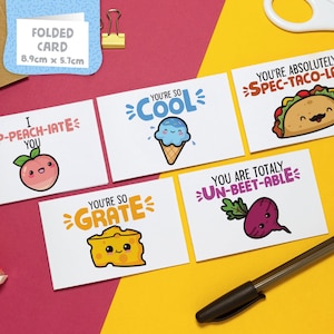 Blank Mini Food & Fruit (2nd Edition) Affirmation Kawaii cards pack of 5 with Envelopes
