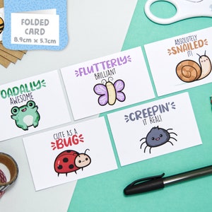 5er-Pack Mini Kawaii Critters-Karten mit Umschlägen, Blanko-Karten, Geburtstagskarten, Einfach so, Grußkarten, Wortspielkarten