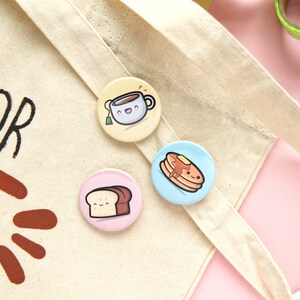 Kawaii Breakfast Button Pin Set - 37mm - Button Pin Badge, Funny Pins ...