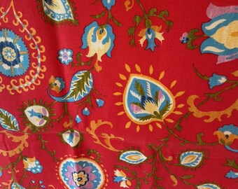 Paisley Floral on Red Background