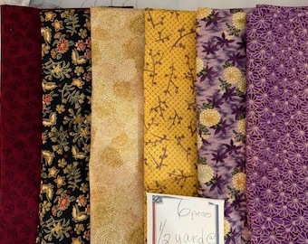 6 pound box of Assorted Asian Themed 100% cotton quilt fabrics
