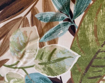Retro 50's Large Fern Leaf Print on a cream Background Heavy Weight Decorator Fabric