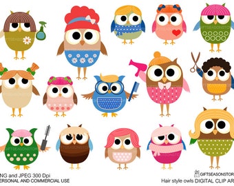 Sport owls Digital clip art part 1 for Personal and | Etsy