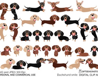 photo Wiener Dog Dachshund Clipart dachshund clip art etsy