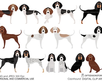 Coonhound dogs digital clip art for Personal and Commercial use - INSTANT DOWNLOAD