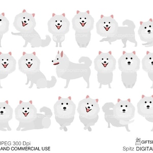 Digitale illustraties van Spitz-honden voor persoonlijk en commercieel gebruik - INSTANT DOWNLOAD