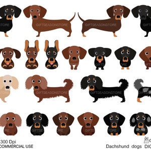 dachshund dogs digital clip art for Personal and Commercial use - INSTANT DOWNLOAD