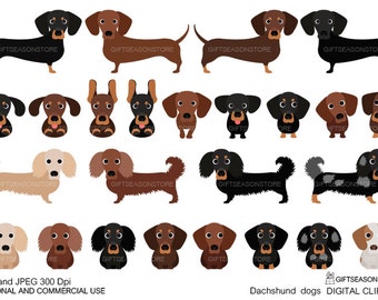 dachshund dogs digital clip art for Personal and Commercial use - INSTANT DOWNLOAD