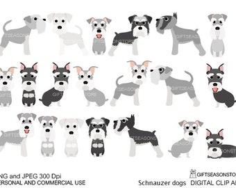 Schnauzer dog Digital clip art for Personal and Commercial use - INSTANT DOWNLOAD