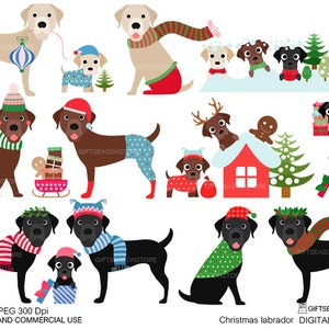 Christmas labrador retriever Winter labrador retriever Digital clip art for Personal and Commercial use - INSTANT DOWNLOAD