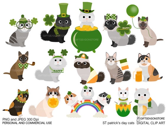 st patricks day cat clipart