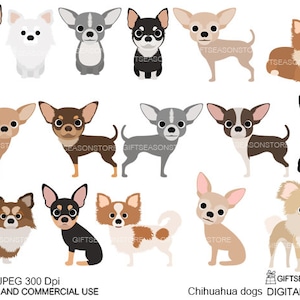 Chihuahua dogs  part 2 digital clip art for Personal and Commercial use - INSTANT DOWNLOAD