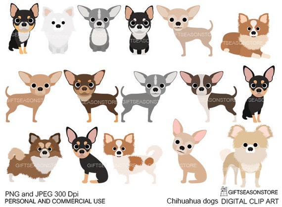 Chihuahua Dogs Part 2 Digital Clip Art For Personal And Etsy Singapore