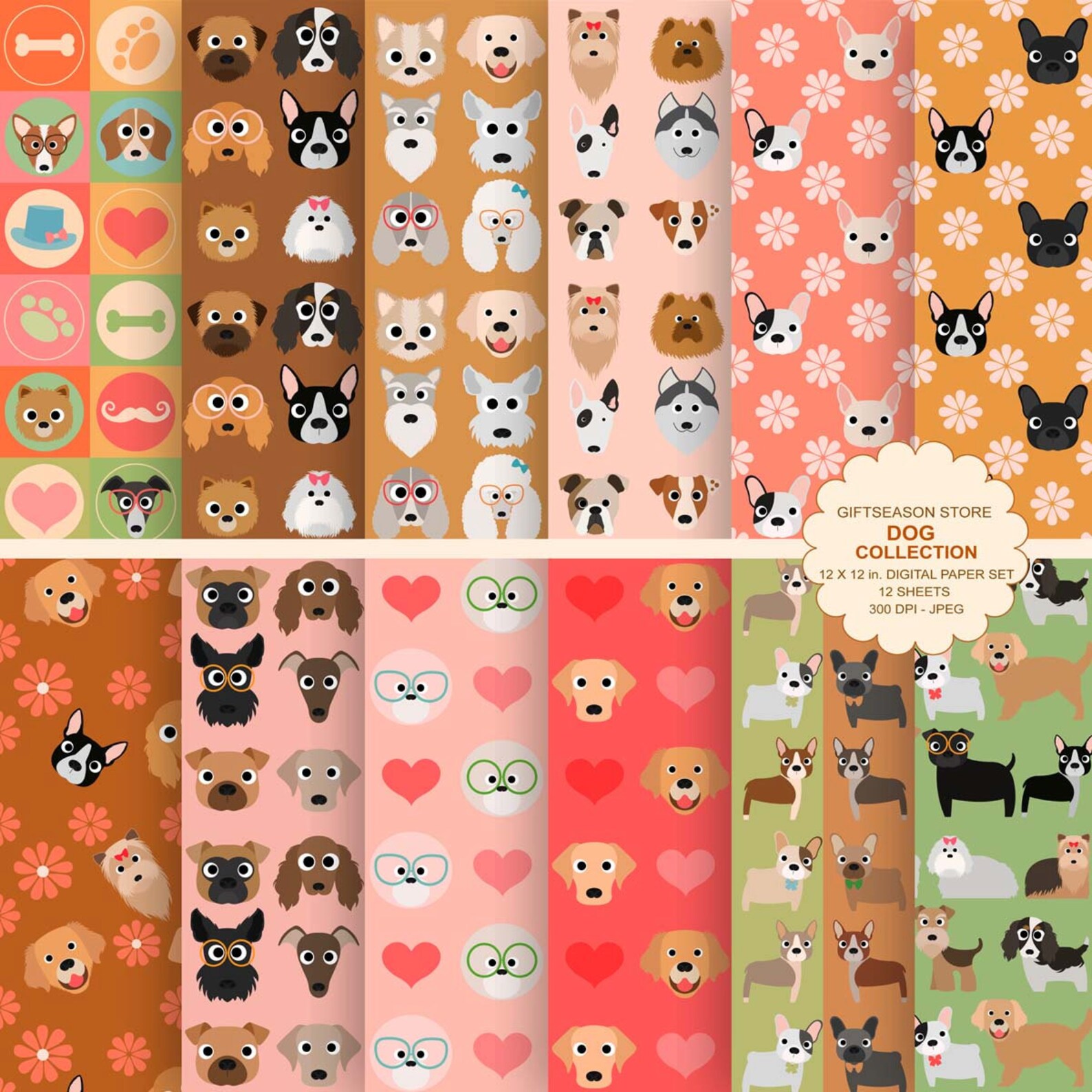 Dog Digital Paper Dog Digital Backgrounds Part 2 INSTANT Etsy