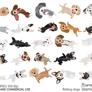 Rolling dogs digital clip art for Personal and Commercial use - INSTANT DOWNLOAD