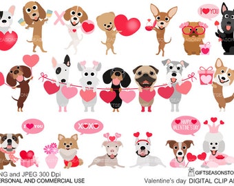 Valentine's day Digital clip art for Personal and Commercial use - INSTANT DOWNLOAD