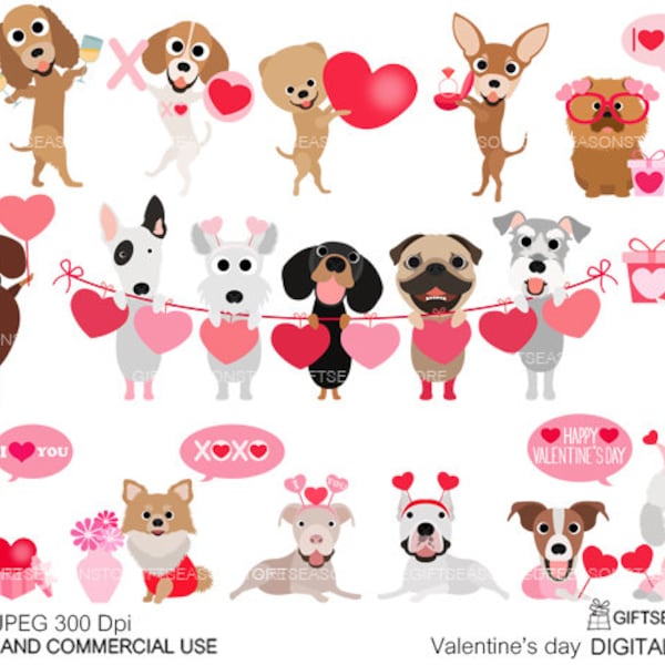 Valentine's day Digital clip art for Personal and Commercial use - INSTANT DOWNLOAD