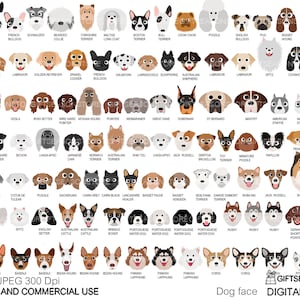 Image clipart numérique de visage de chien pour un usage personnel et commercial - TÉLÉCHARGEMENT IMMÉDIAT